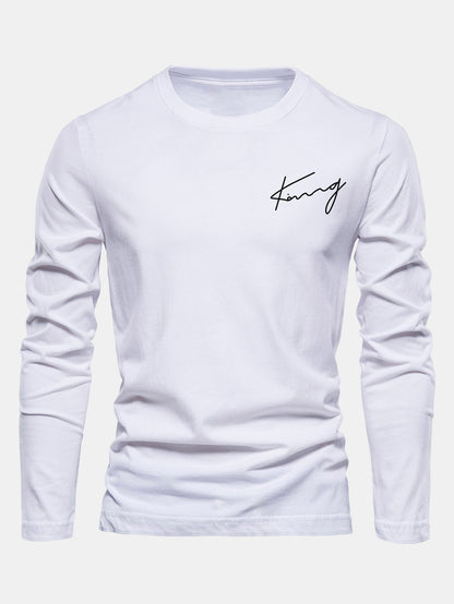 Long Sleeve King Print Cotton T-Shirt