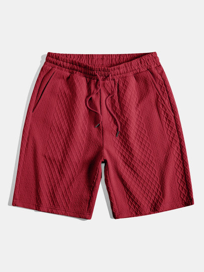 3 Pieces Diamond Geometric Jacquard Drawstring Shorts