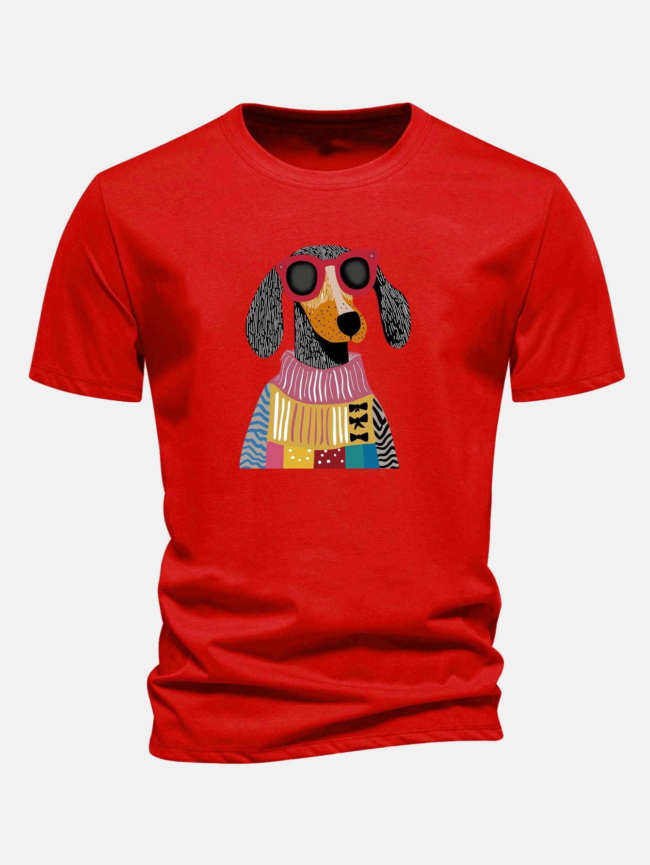 Regular Fit Sweater Dog Print Cotton T-Shirt