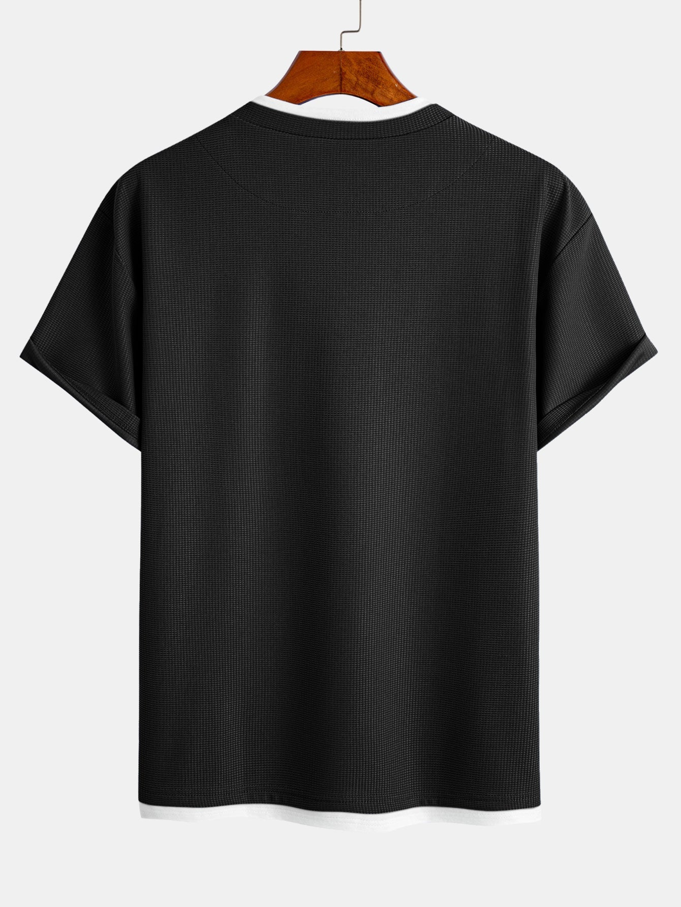 Relax Fit 2 In 1 Notched Collar Waffle T-Shirt