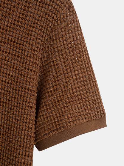 Short Sleeve Waffle Ribbed Hem T-Shirt