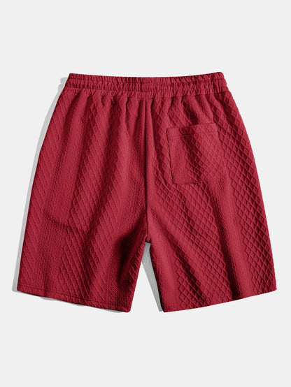 3 Pieces Diamond Geometric Jacquard Drawstring Shorts