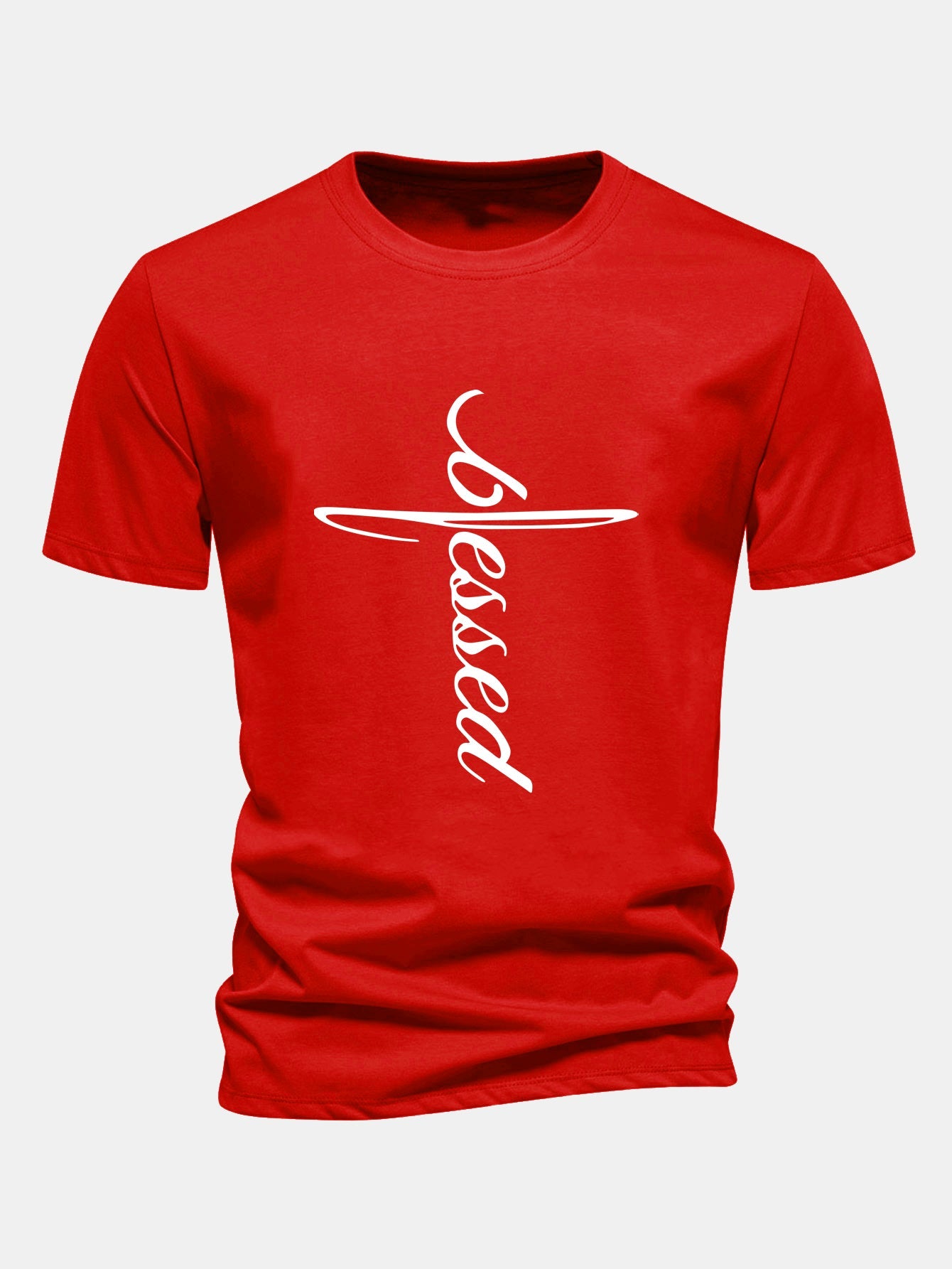 Regular Fit Blessed Print Cotton T-Shirt