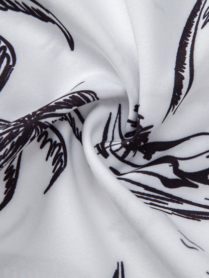 Palm Tree Island Print Button Up Shirt