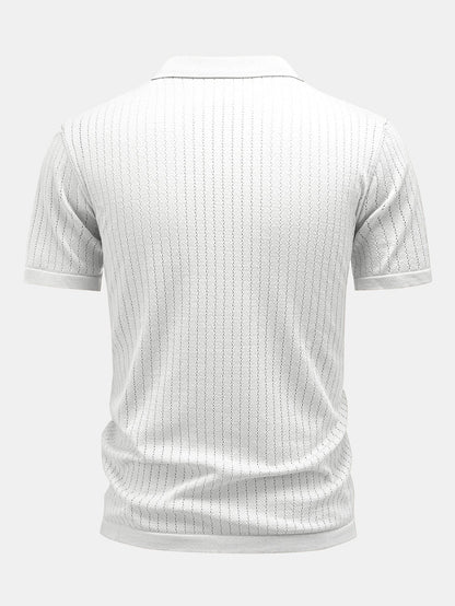 Johnny Collar Open Knit Polo