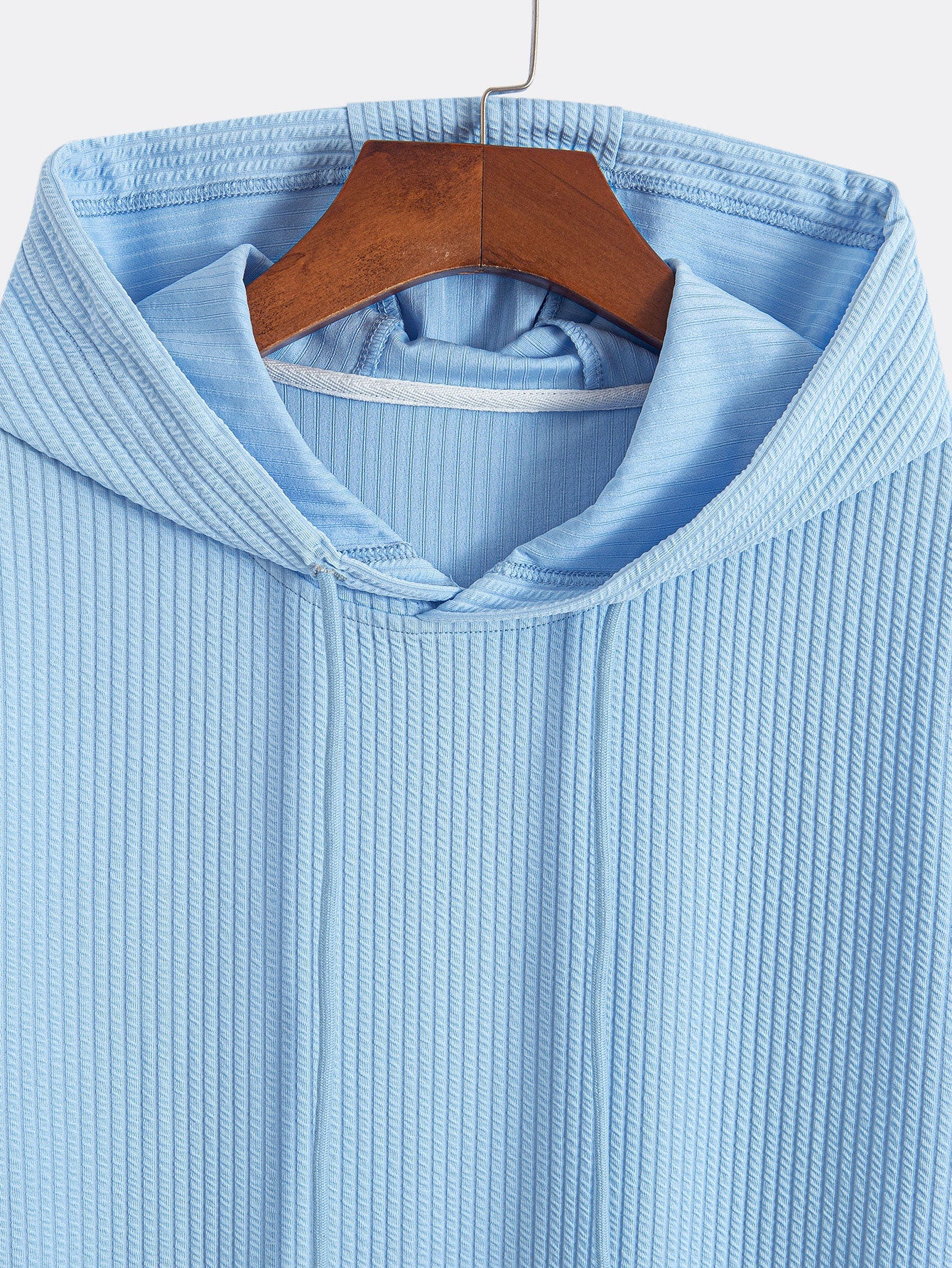 Kangaroo Pocket Ribbed Hooded T-Shirt