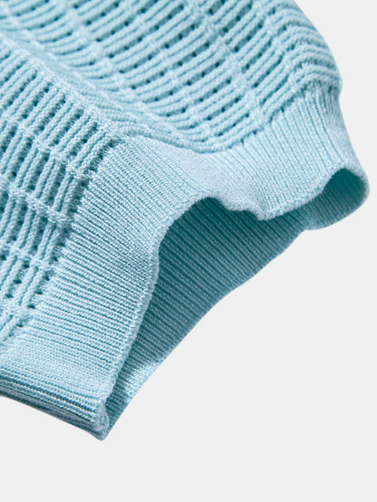 Textured Jacquard Johnny Collar Knit Polo