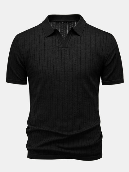 Johnny Collar Open Knit Polo