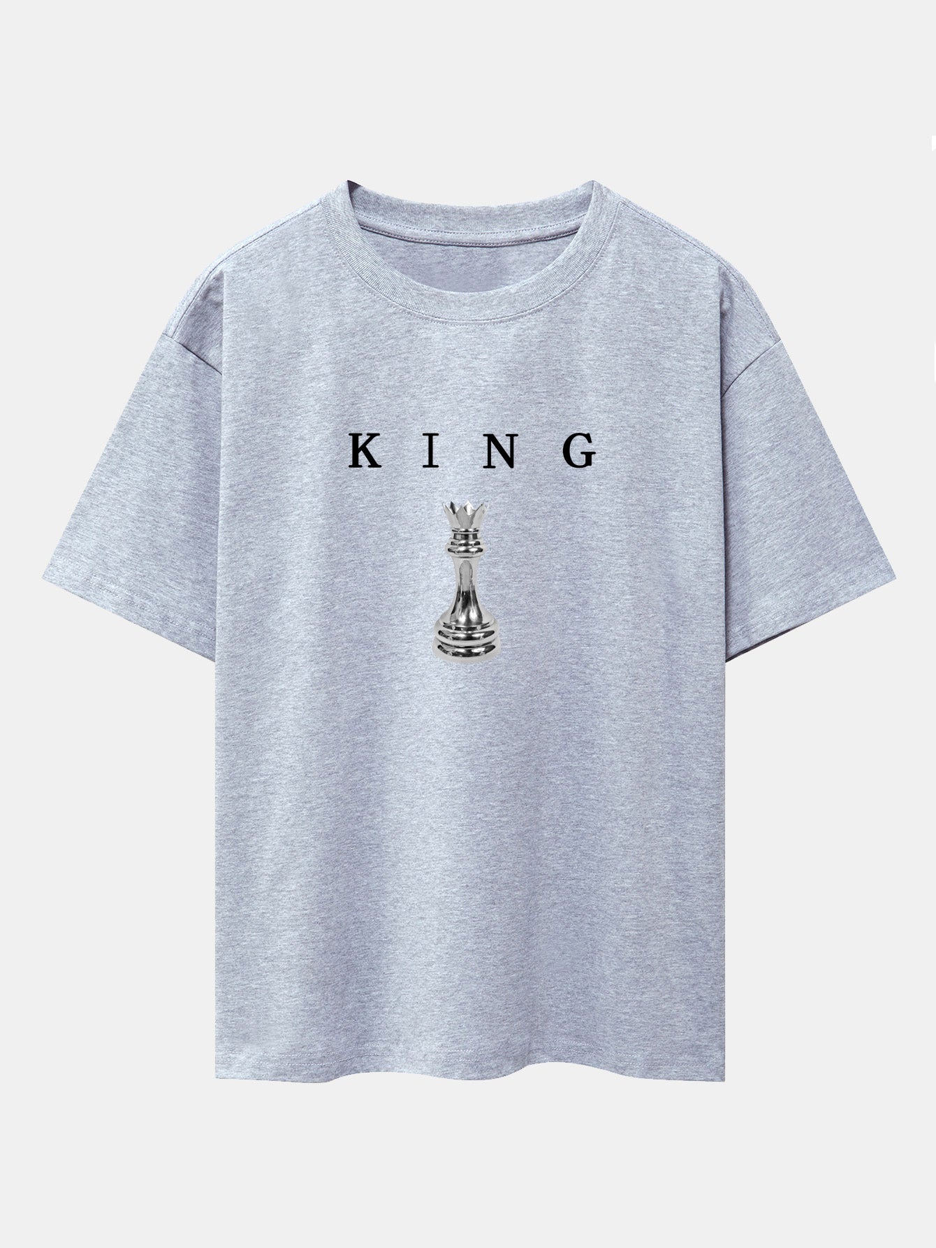 King Chess Print Drop Shoulder Oversize T-Shirt