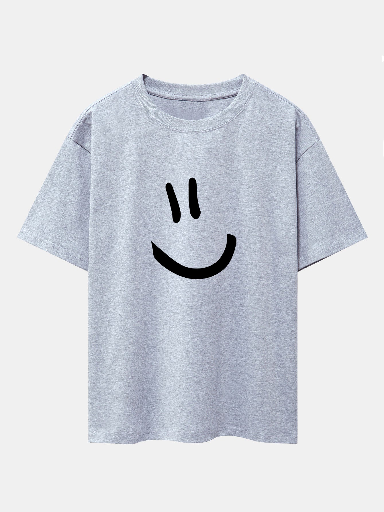 Smiley Face Print Drop Shoulder Oversize T-Shirt