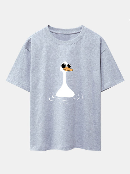 Sunglasses Goose Print Drop Shoulder Oversize T-Shirt
