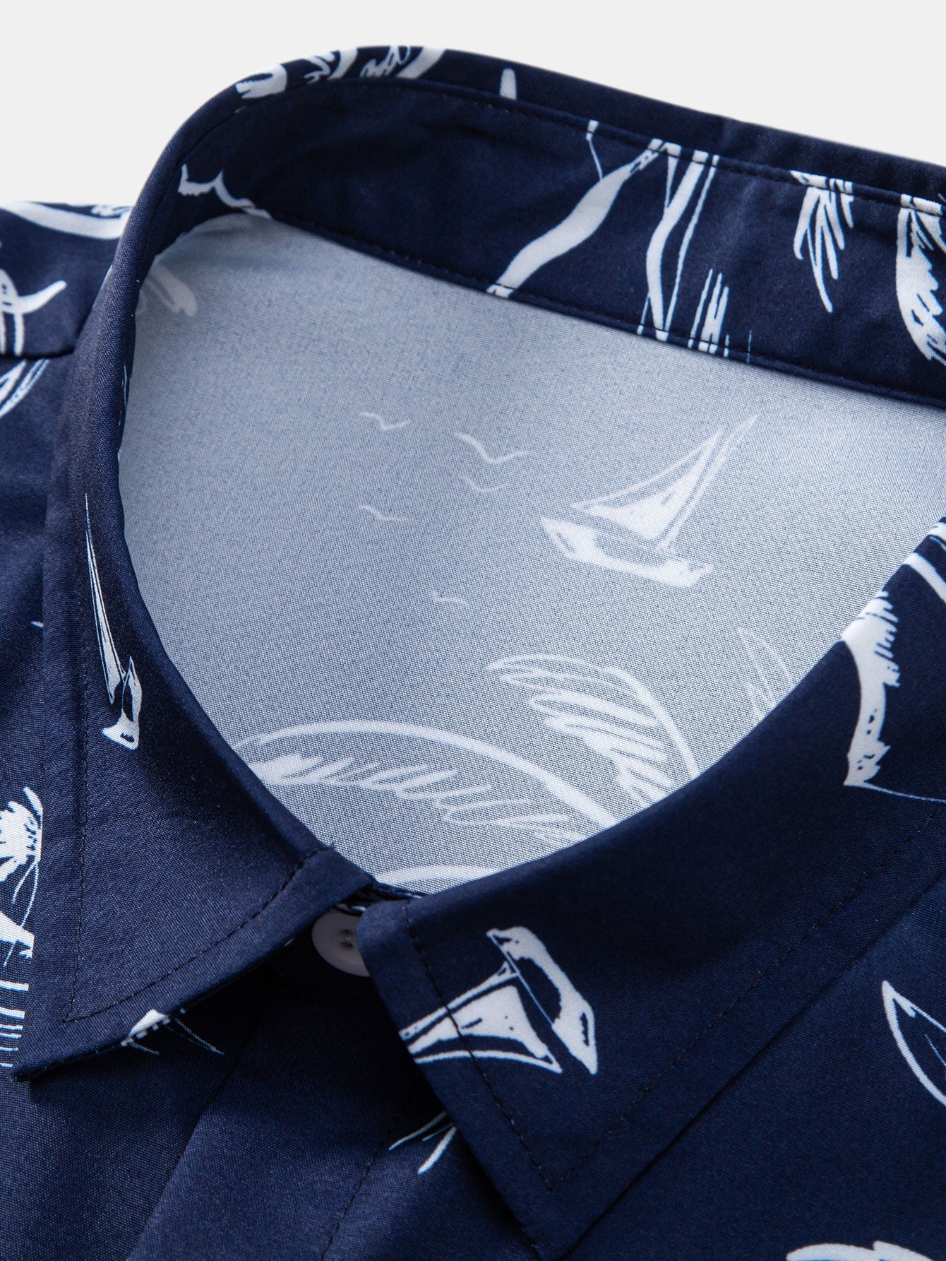 Palm Tree Island Print Button Up Shirt