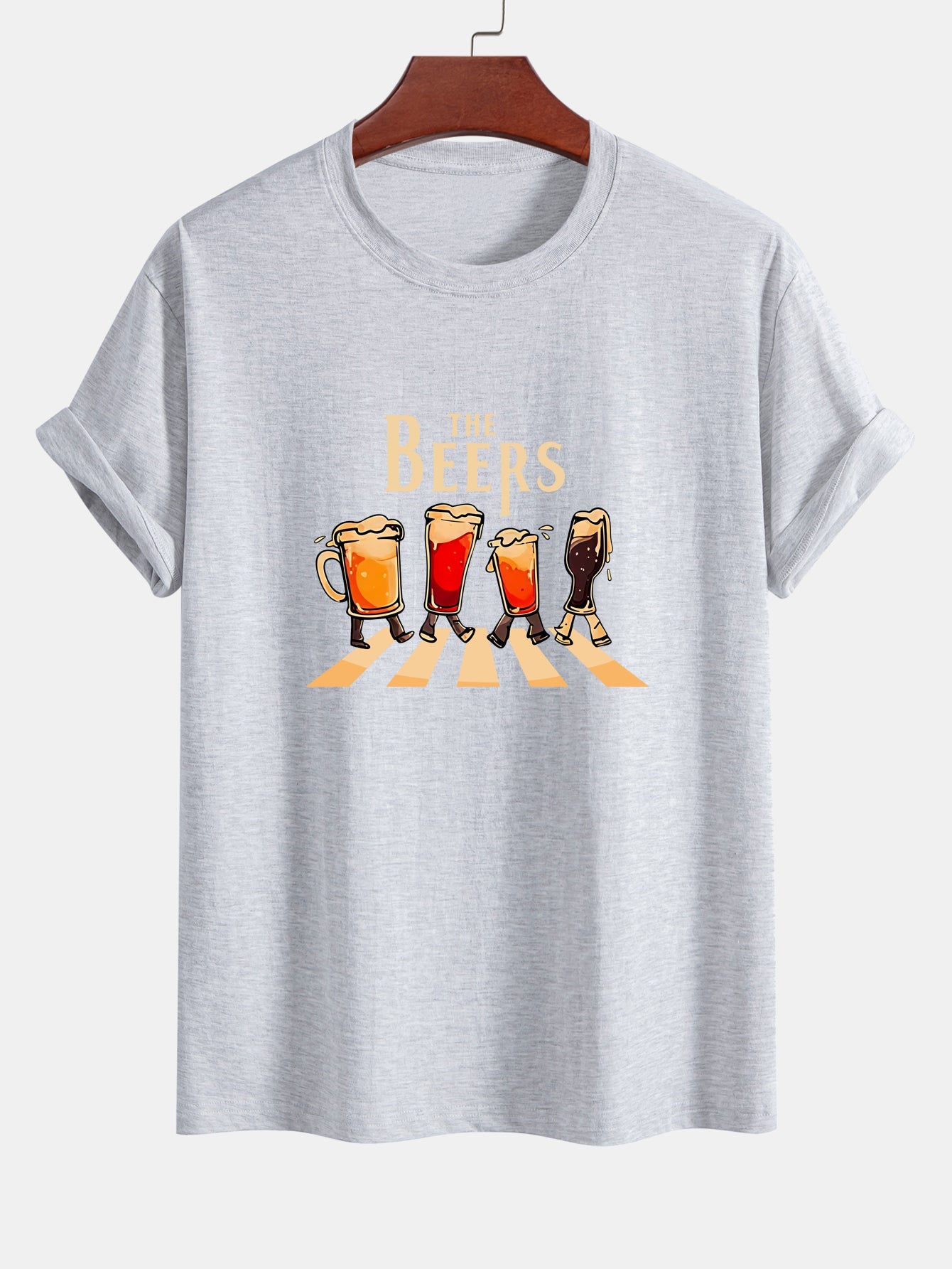 Regular Fit Beer Print Cotton T-Shirt