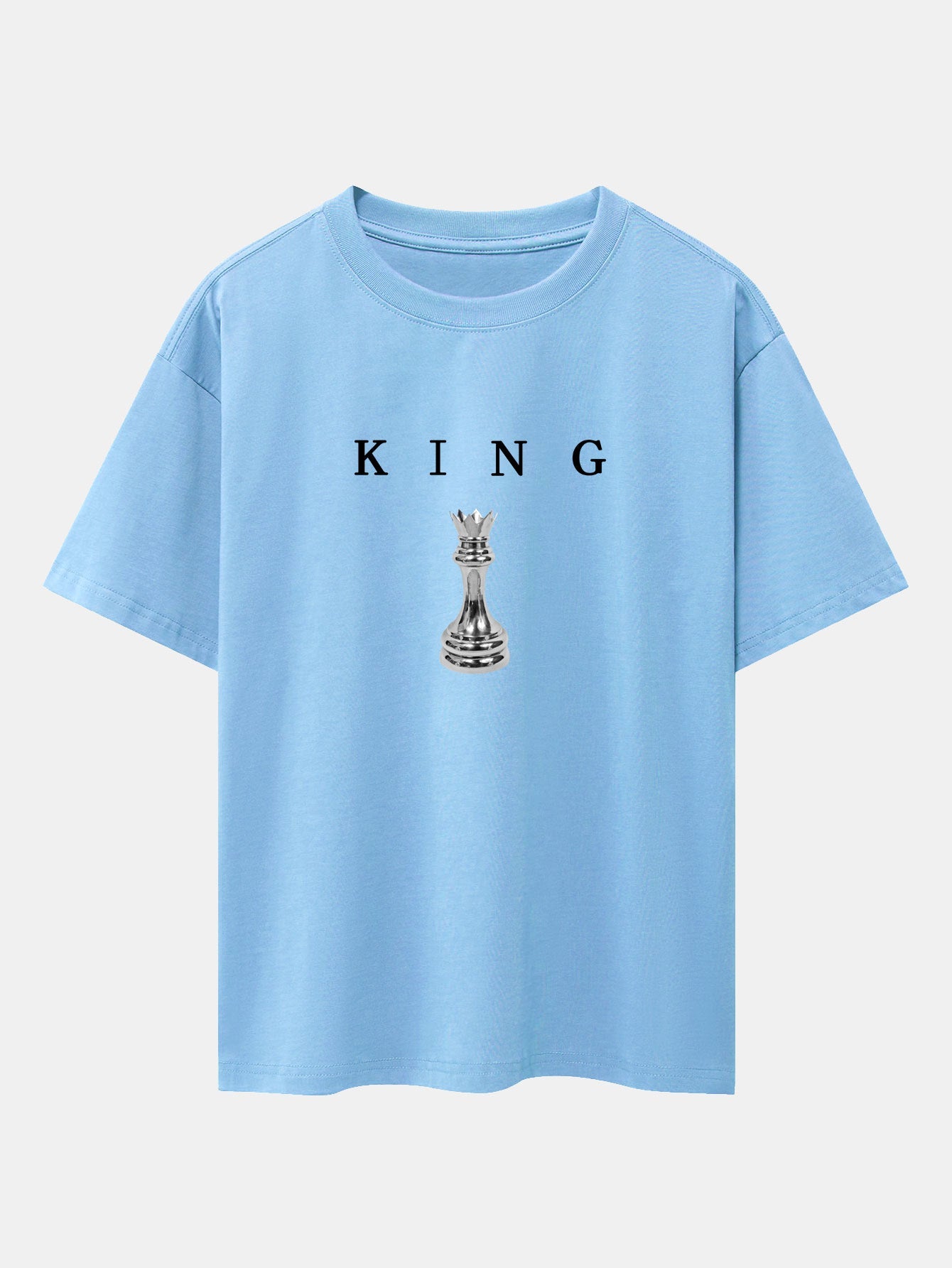 King Chess Print Drop Shoulder Oversize T-Shirt