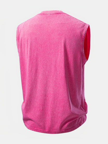 Pink Panther Print Washed Distressed Tank Top