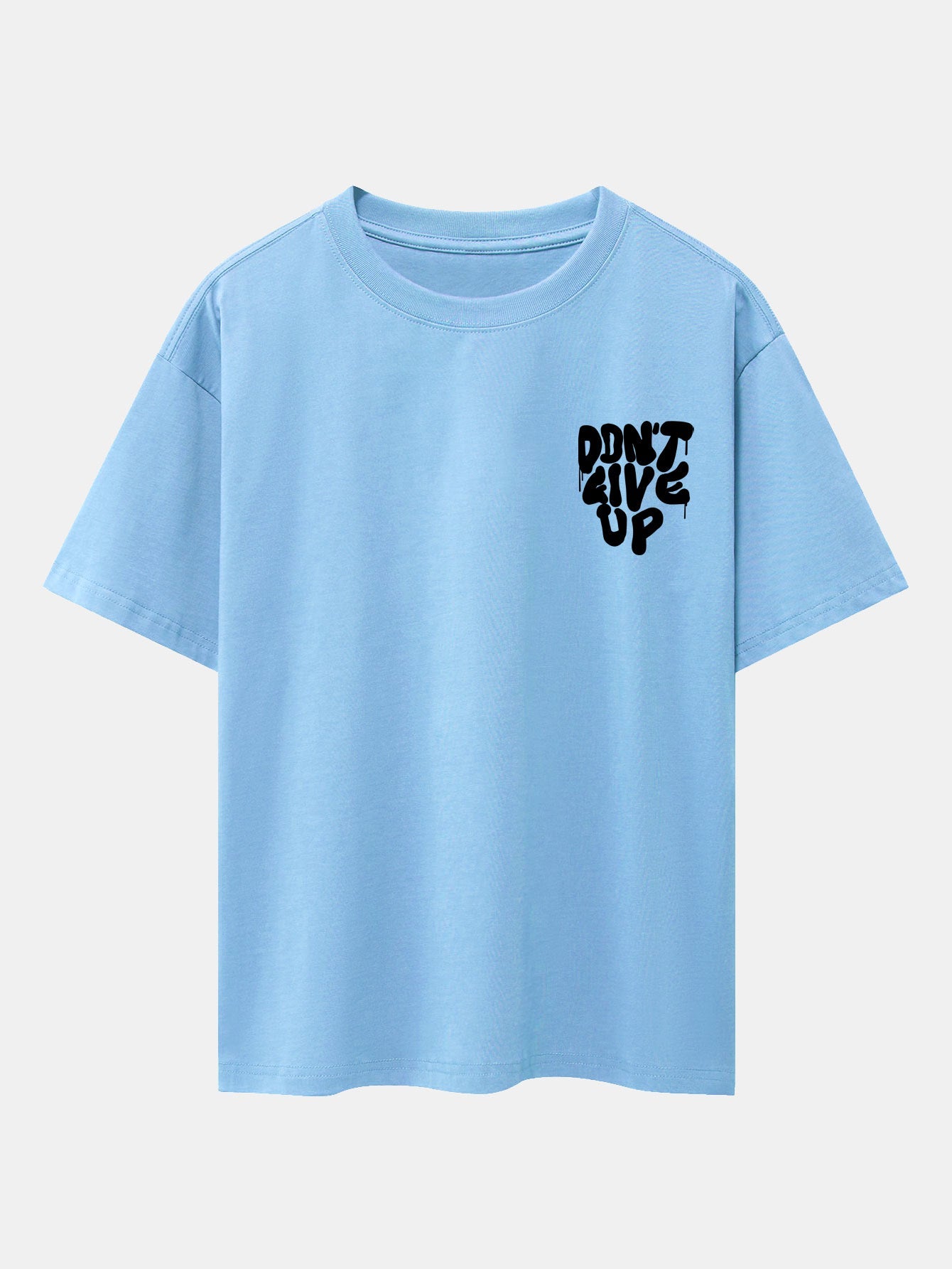 Don't Give Up Print Drop Shoulder Oversize T-Shirt