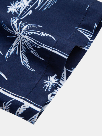 Palm Tree Island Print Button Up Shirt