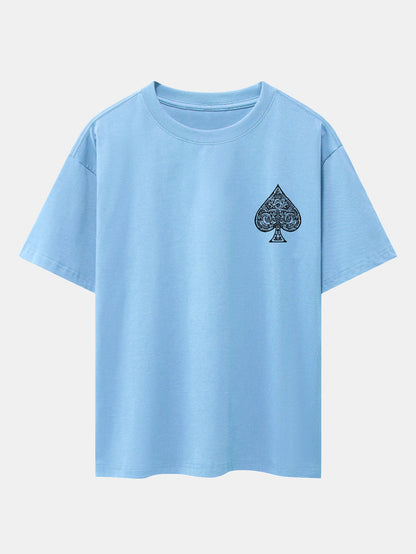 Ace Of Spades Print Drop Shoulder Oversize T-Shirt