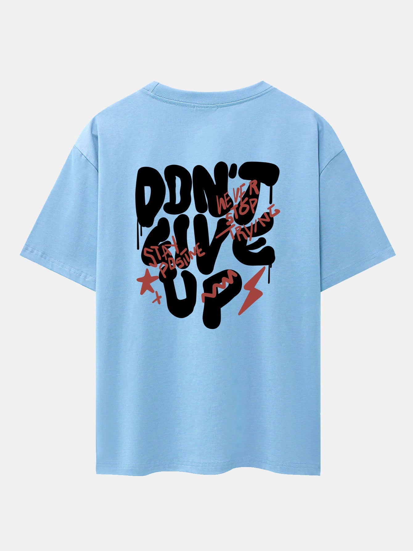 Don't Give Up Print Drop Shoulder Oversize T-Shirt