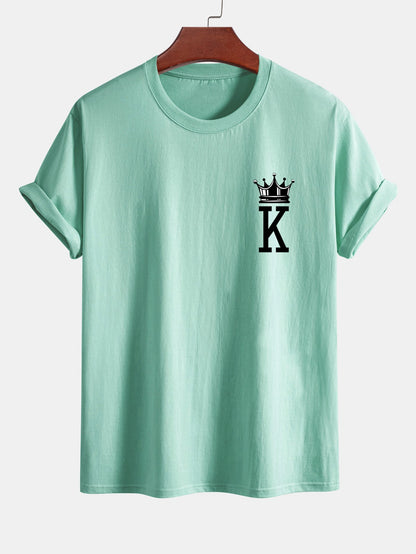 Regular Fit Crown King Print Cotton T-Shirt
