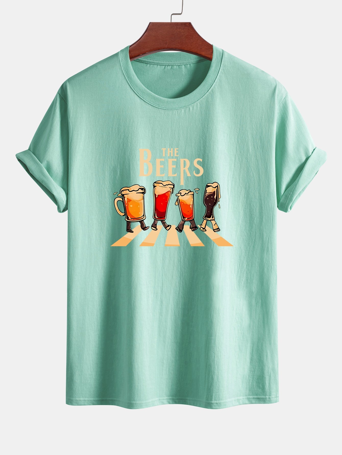 Regular Fit Beer Print Cotton T-Shirt