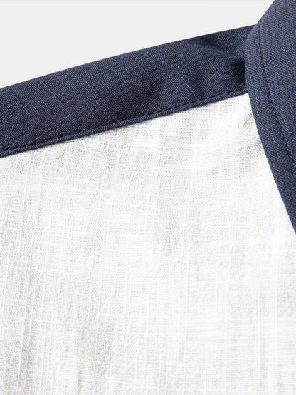 قميص مزود بأزرار بتصميم يشبه الكتان