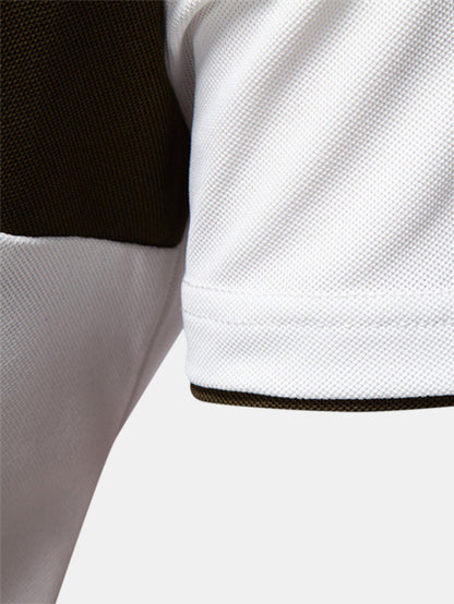 Contrast Pique V Neck Polo Shirt
