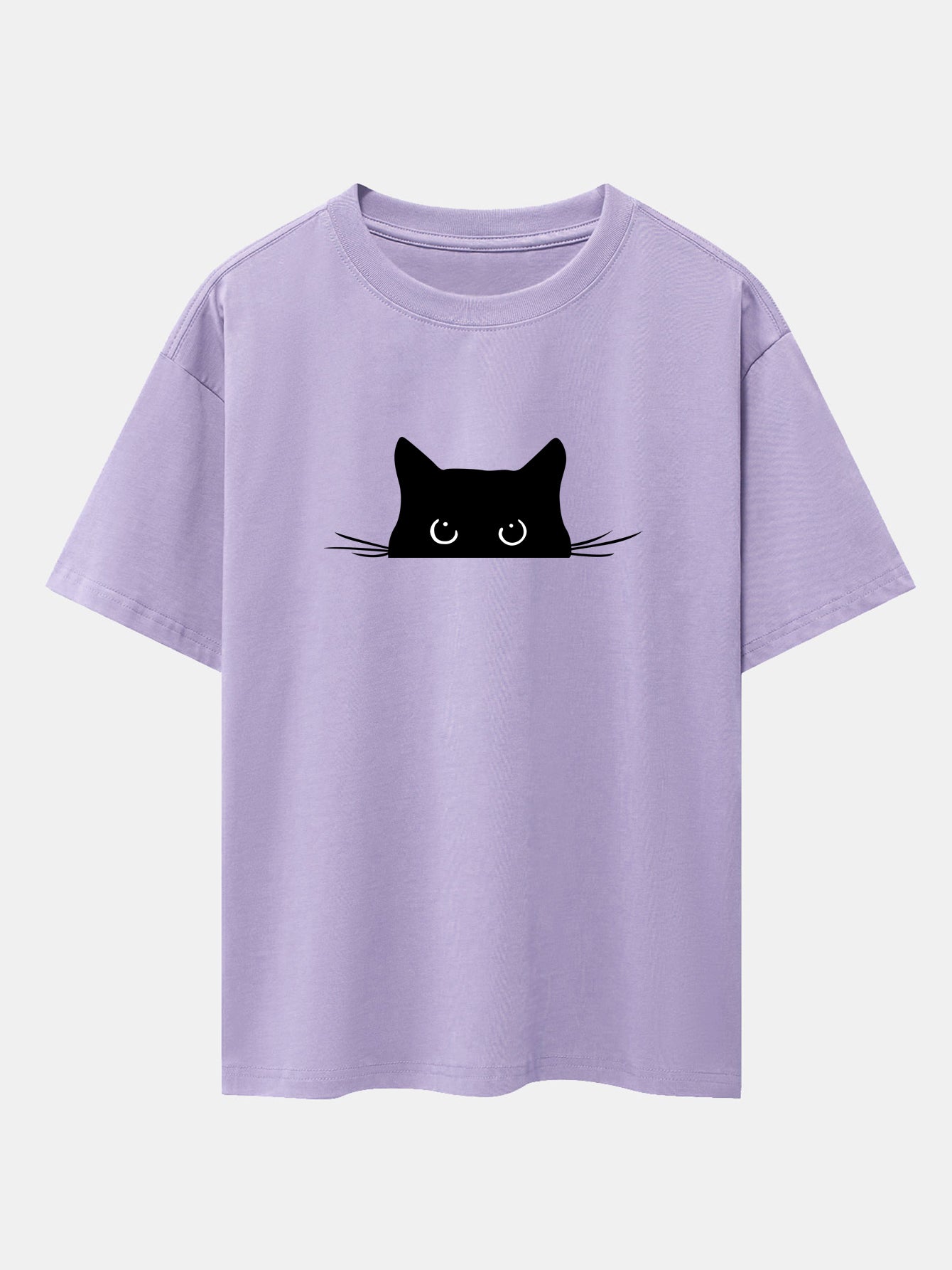 Black Cat Print Drop Shoulder Oversize T-Shirt