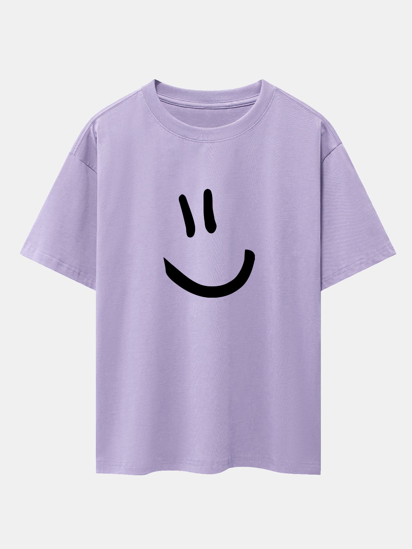 Smiley Face Print Drop Shoulder Oversize T-Shirt