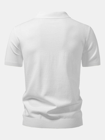 Twist Jacquard Knitted Zipper Polo Shirt