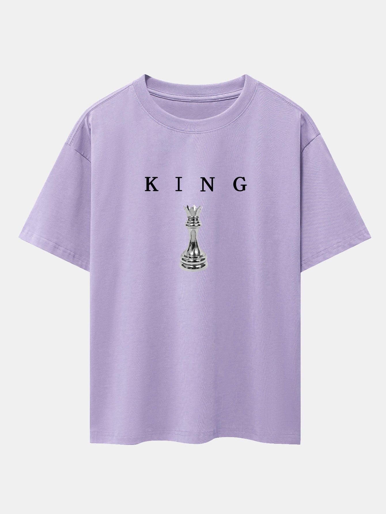 King Chess Print Drop Shoulder Oversize T-Shirt