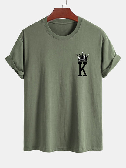 Regular Fit Crown King Print Cotton T-Shirt