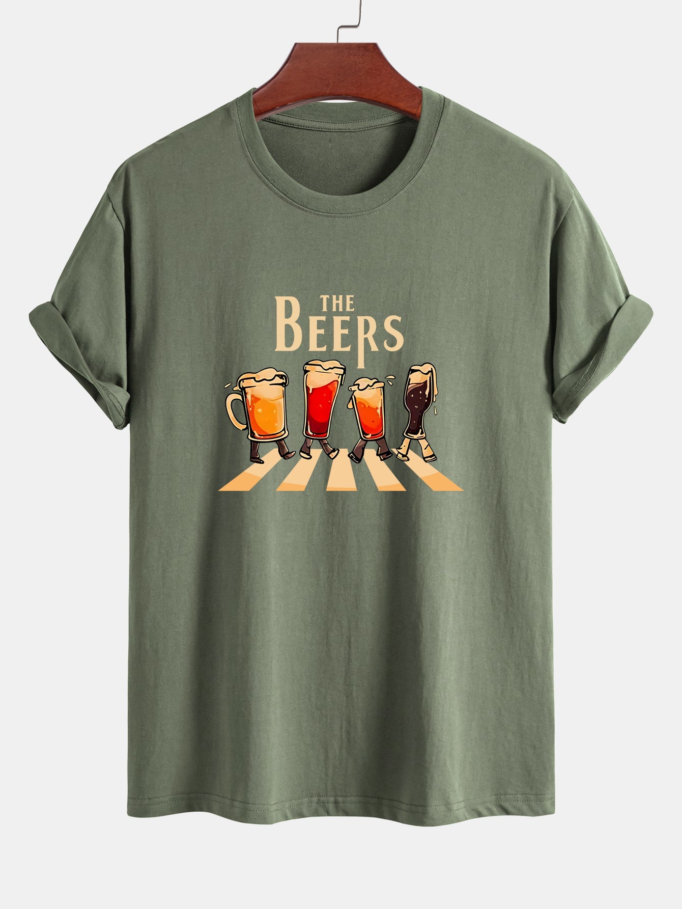 Regular Fit Beer Print Cotton T-Shirt