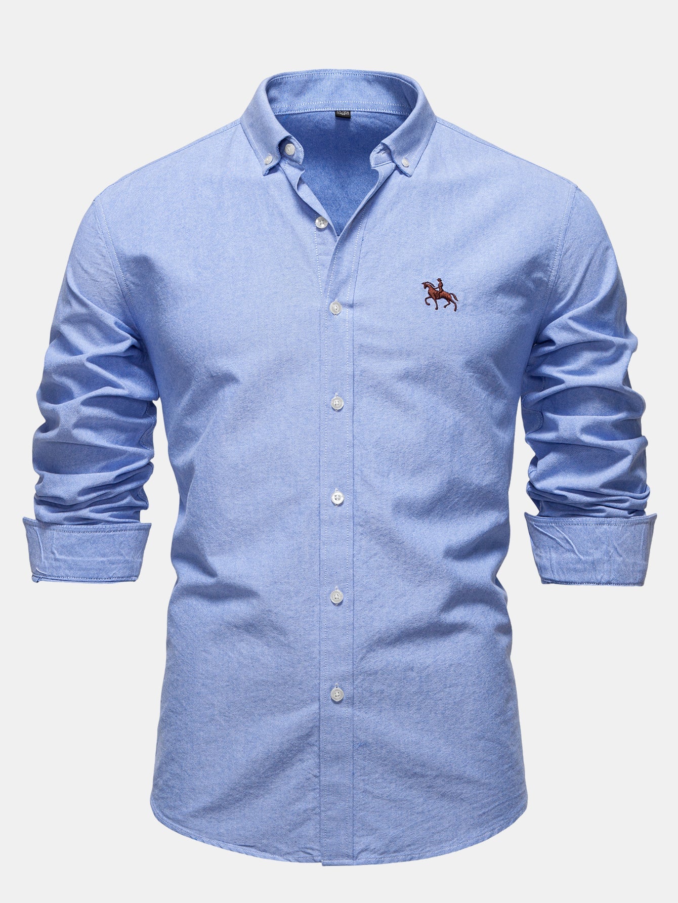 Cowboy Embroidery Cotton Oxford Button Up Shirt