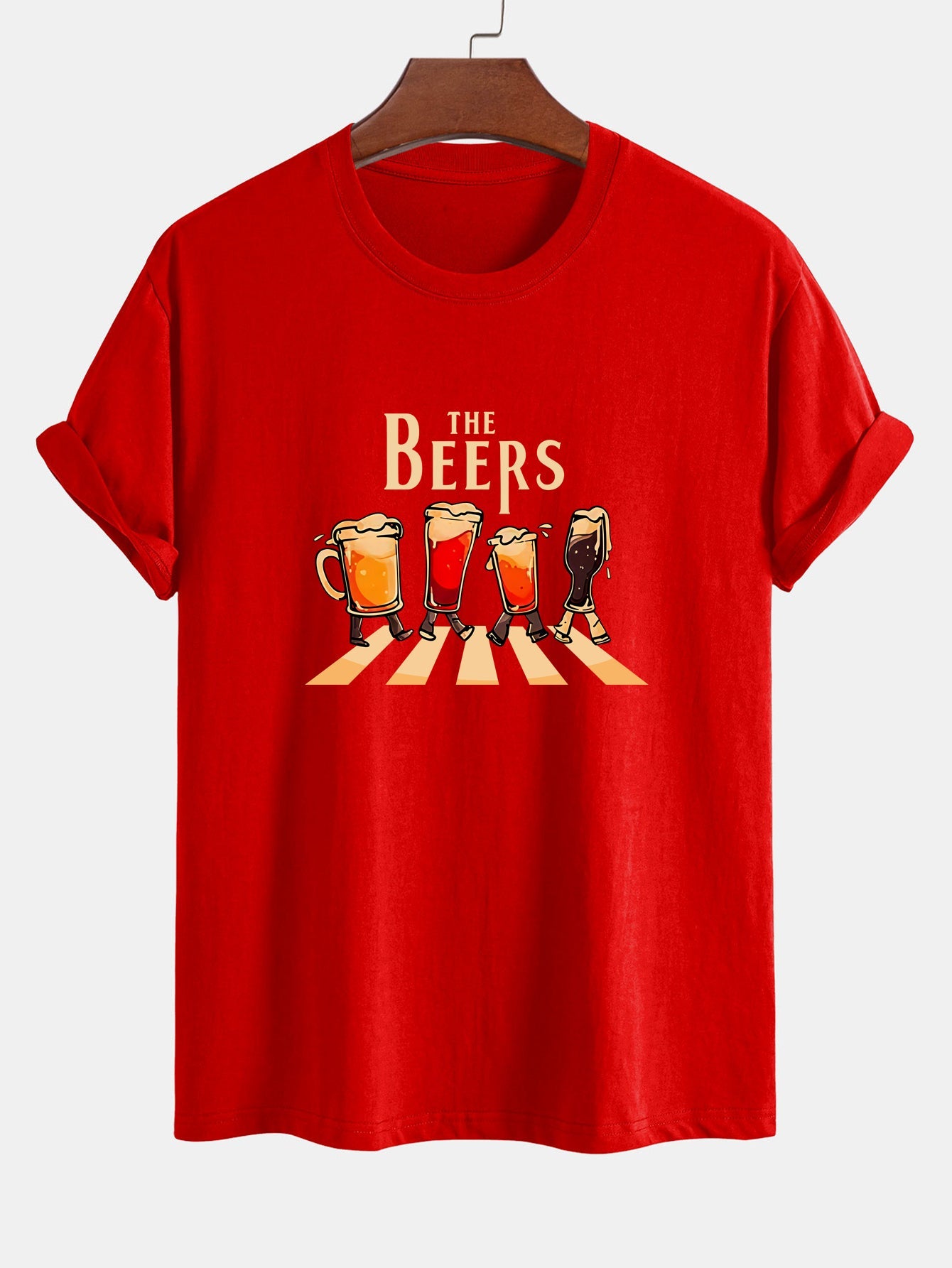 Regular Fit Beer Print Cotton T-Shirt