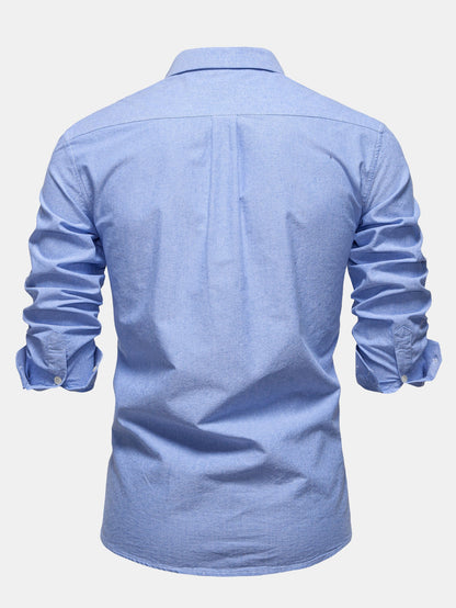 Cowboy Embroidery Cotton Oxford Button Up Shirt