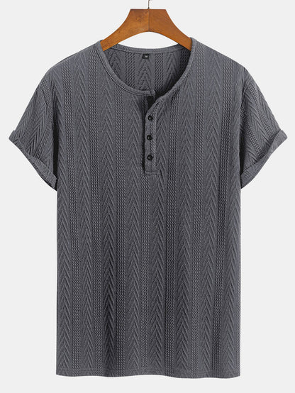 Short Sleeve Jacquard Half Open Collar T-Shirt