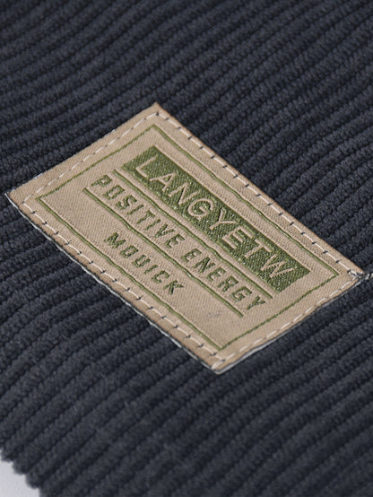 Corduroy Drawstring Shorts With Letter Label