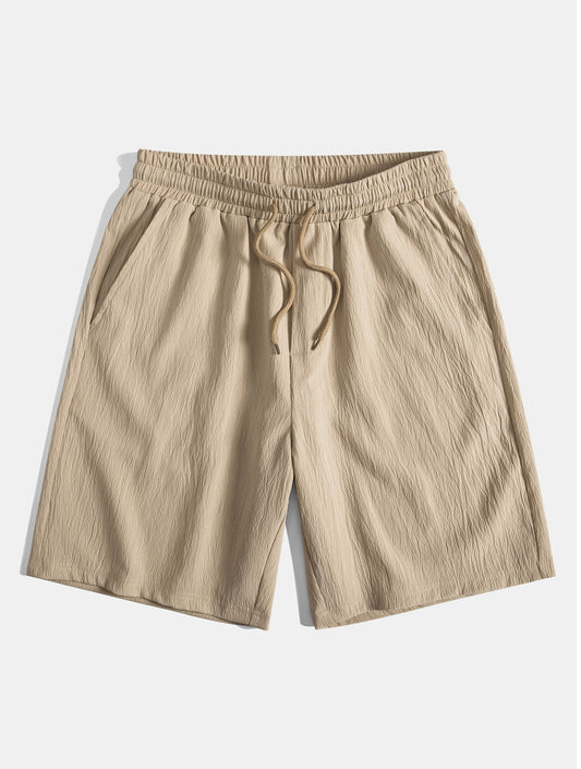 Crinkled Textured Drawstring Shorts
