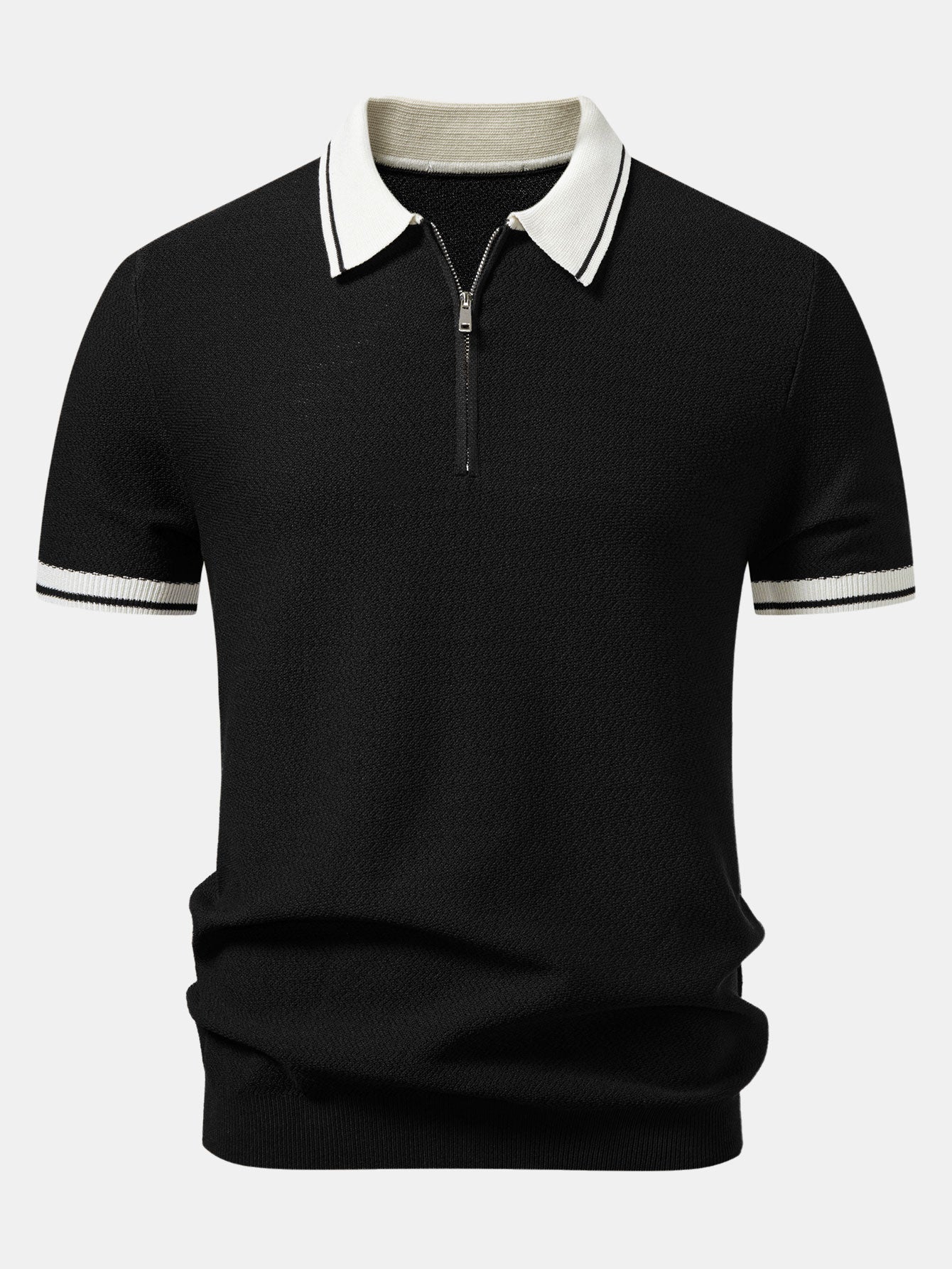 Contrast Zipper Knit Polo