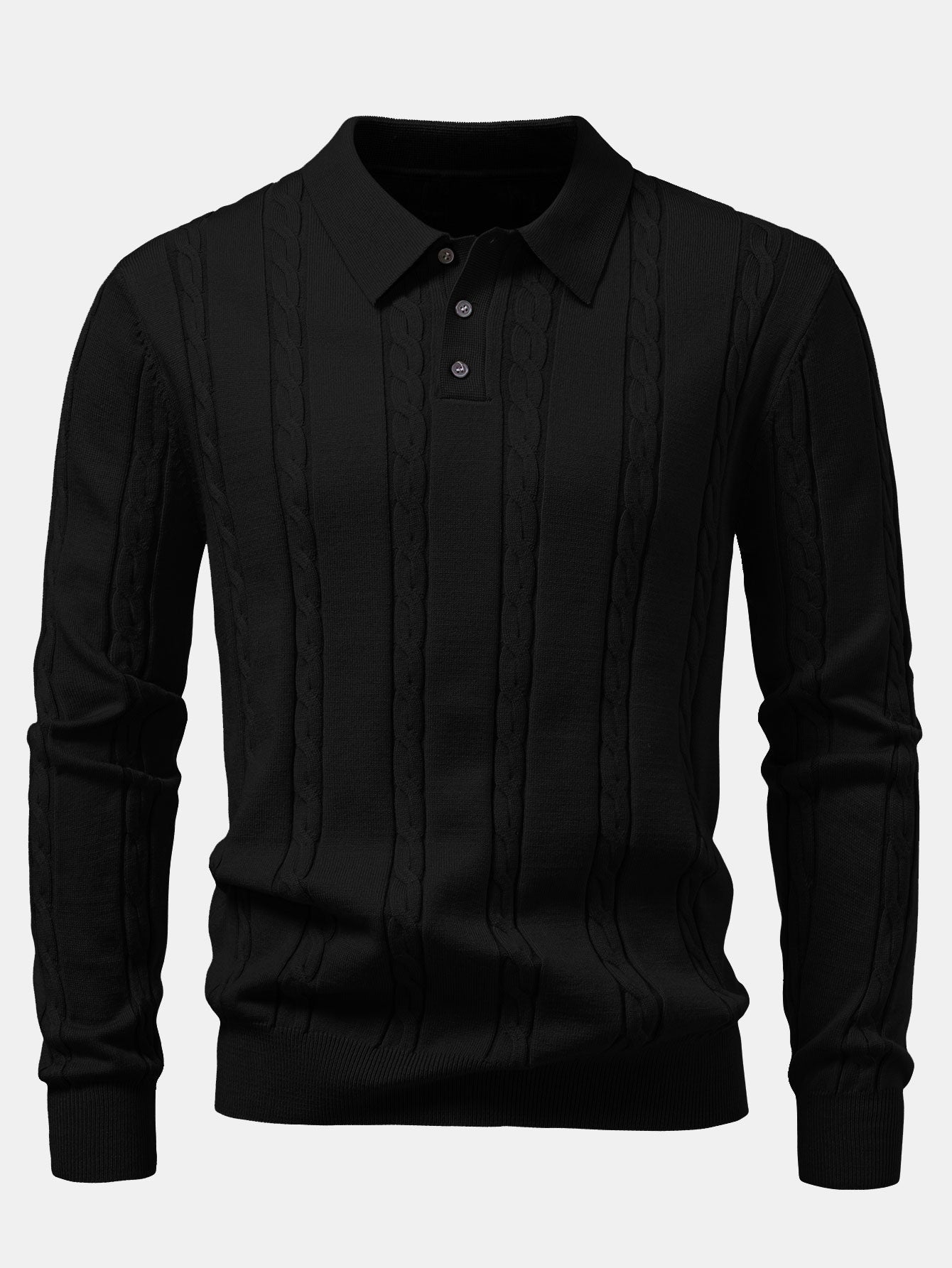Long Sleeve Twist Knit Polo Shirt