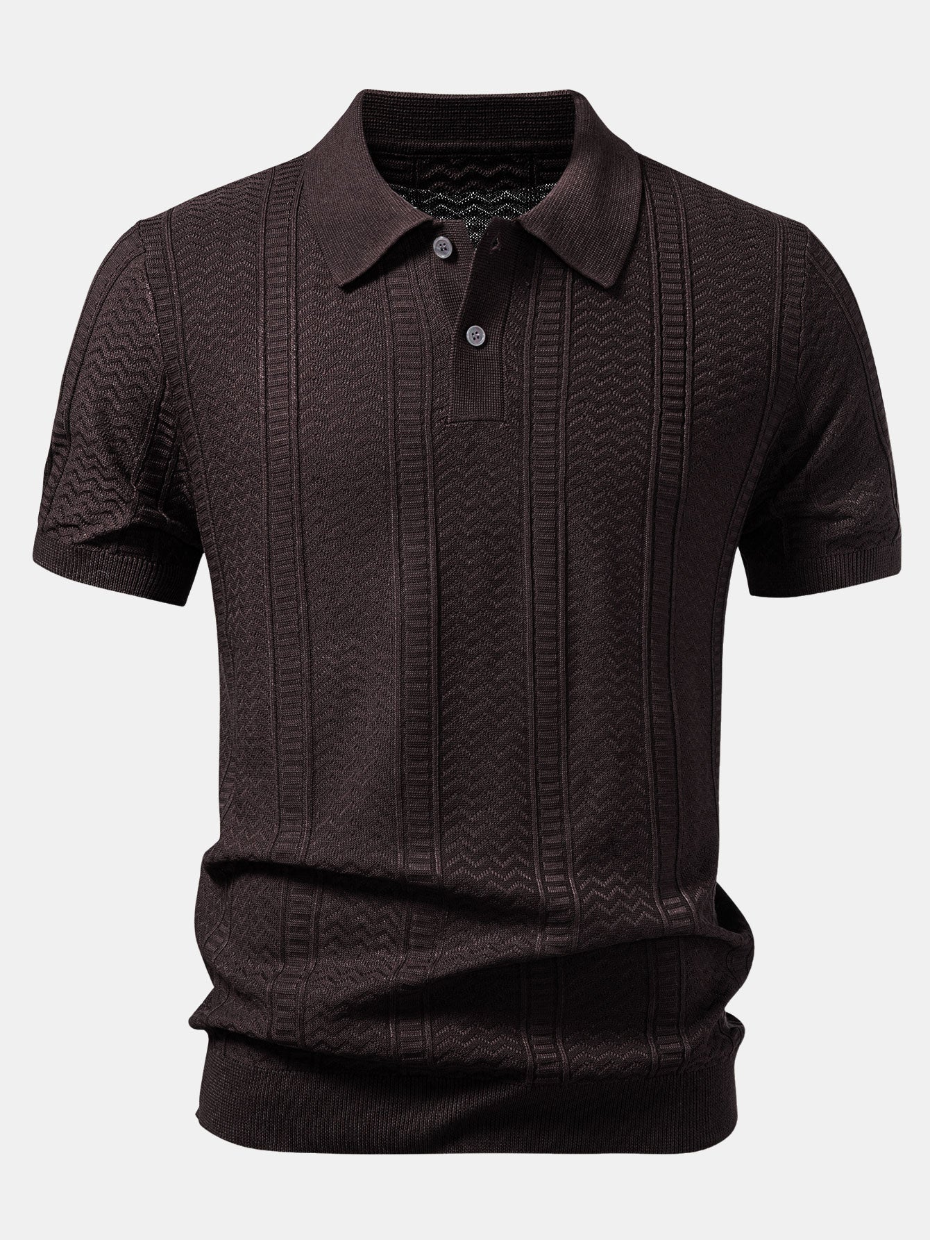 Geometric Jacquard Knit Polo