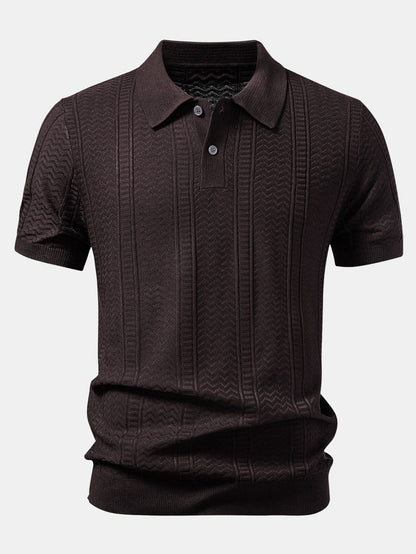 Geometric Jacquard Knit Polo