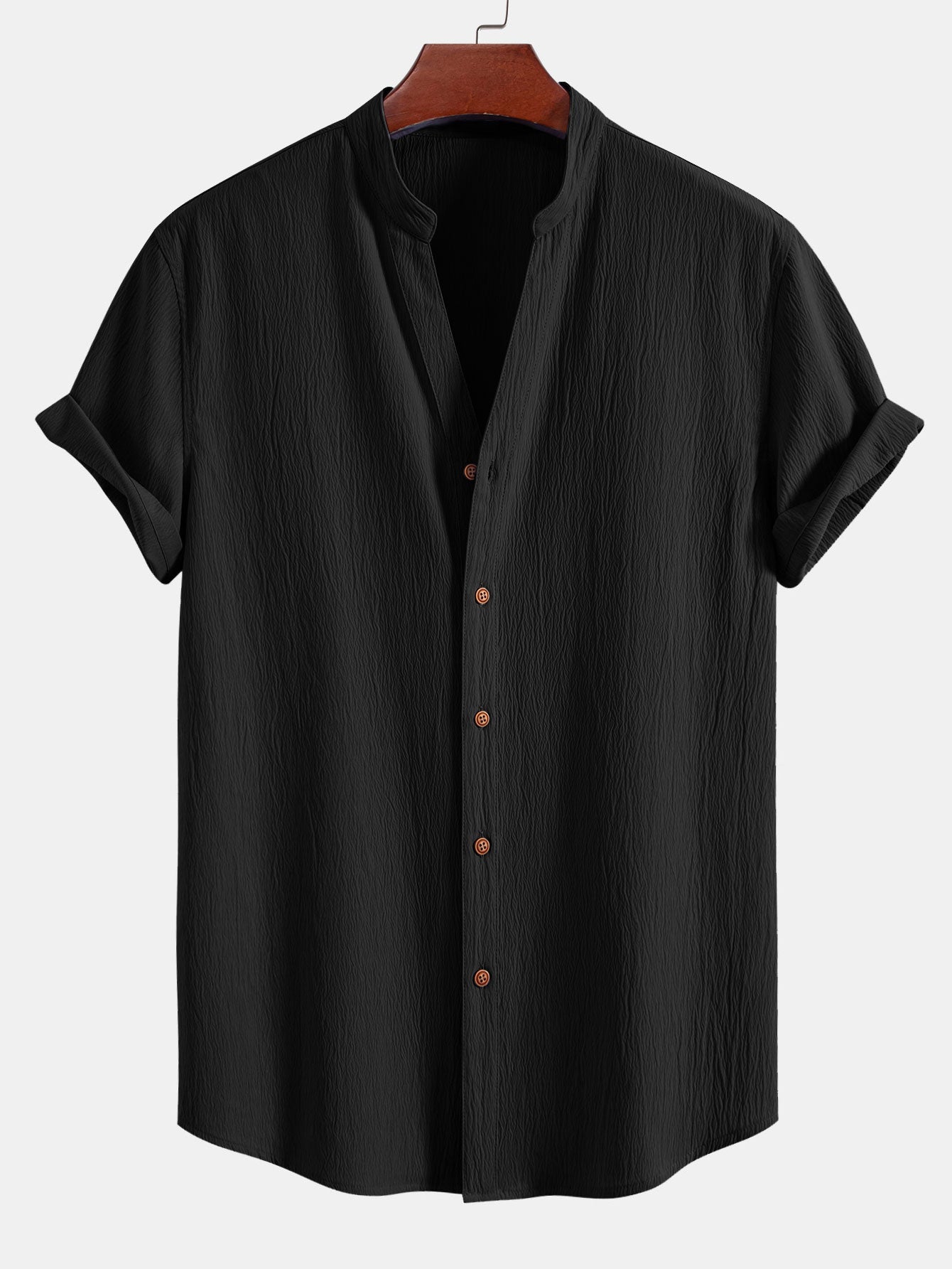 Crinkled Textured V Neck Shirt