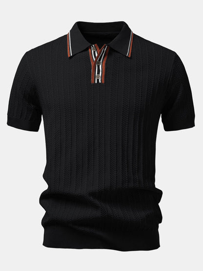 Contrast Textured Knit Polo