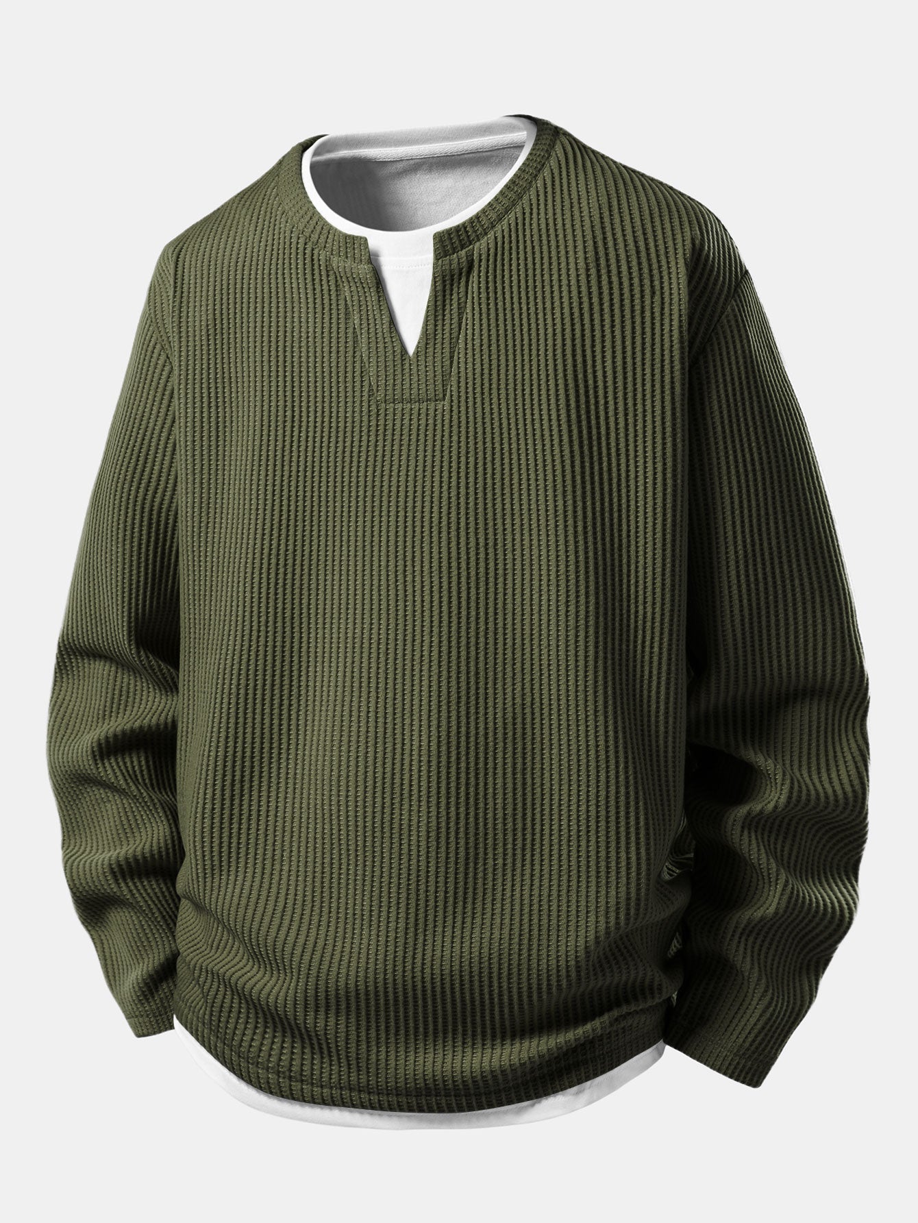 Relax Fit Waffle 2 In 1 Notched Collar T-Shirt
