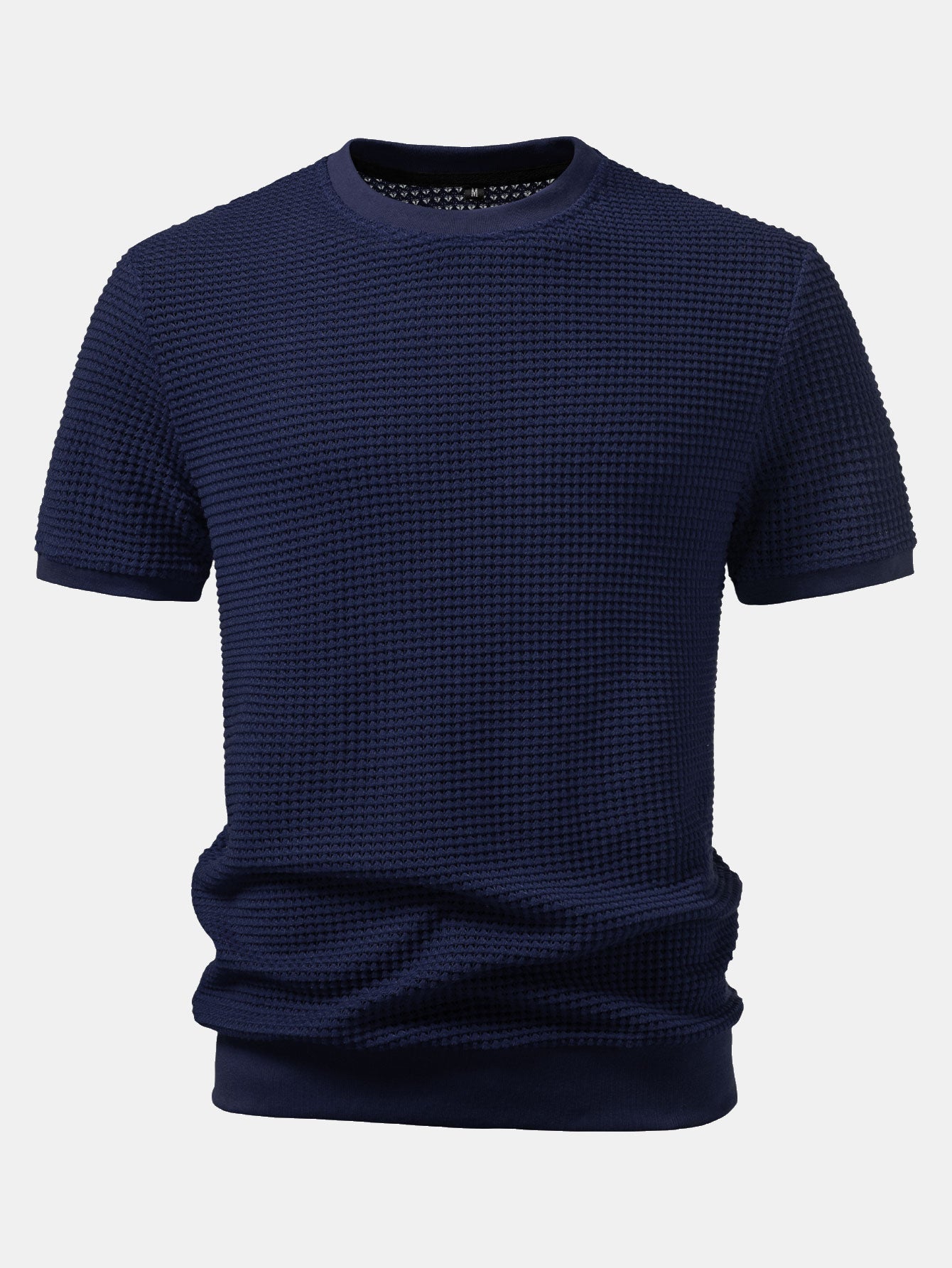 Short Sleeve Waffle Ribbed Hem T-Shirt