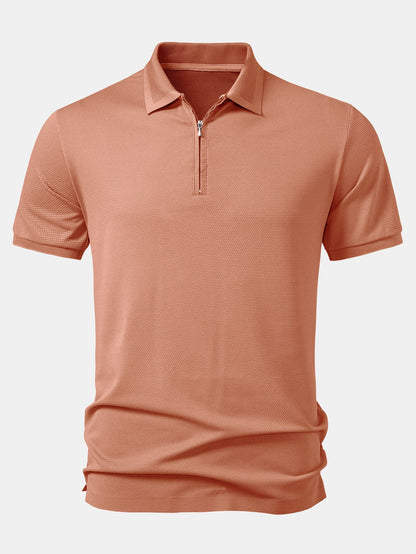 Pineapple Textured Zipper Polo
