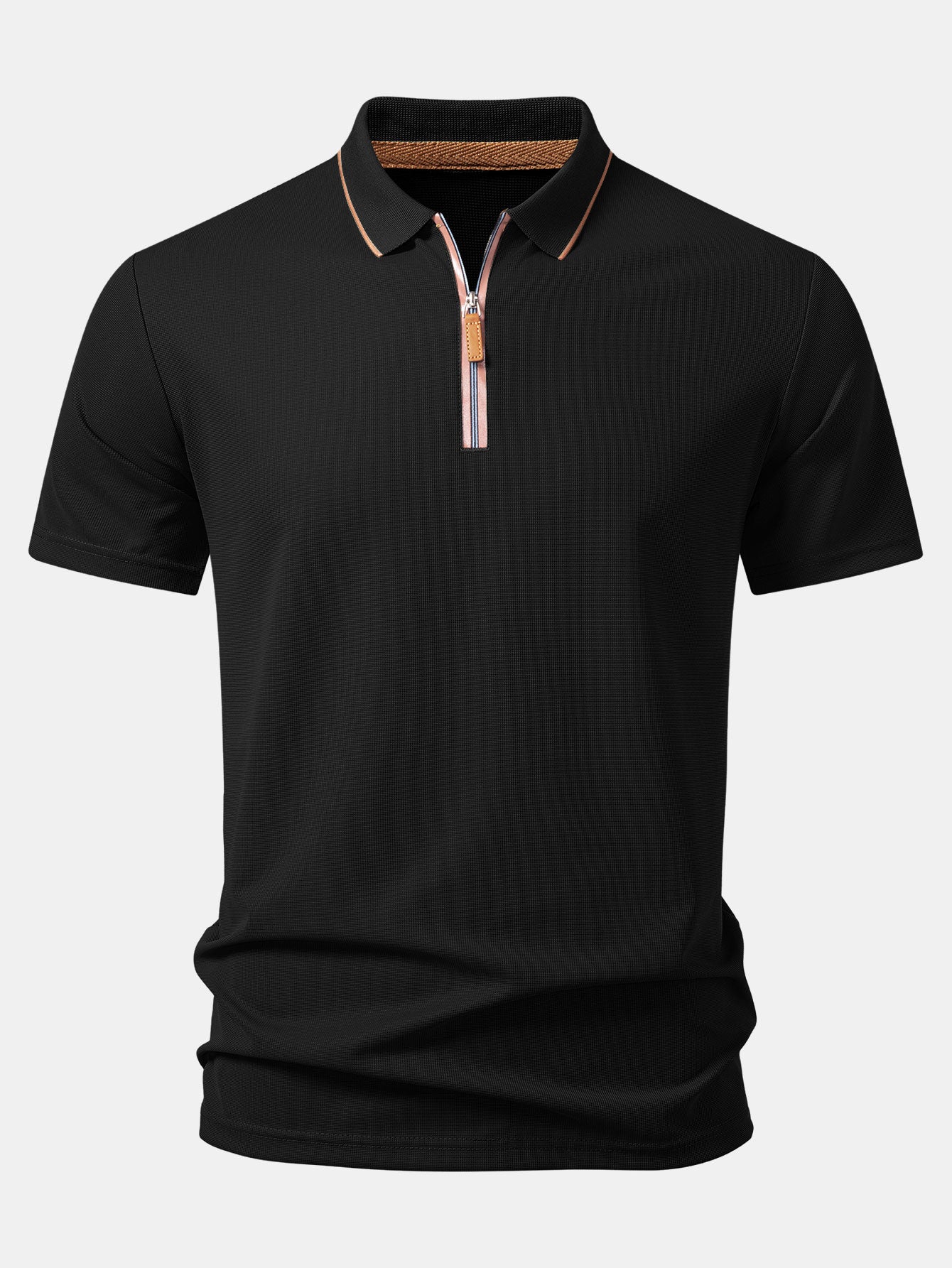Textured Zipper Polo