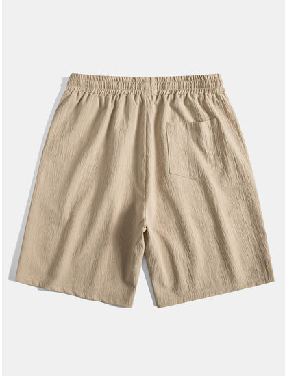 Crinkled Textured Drawstring Shorts